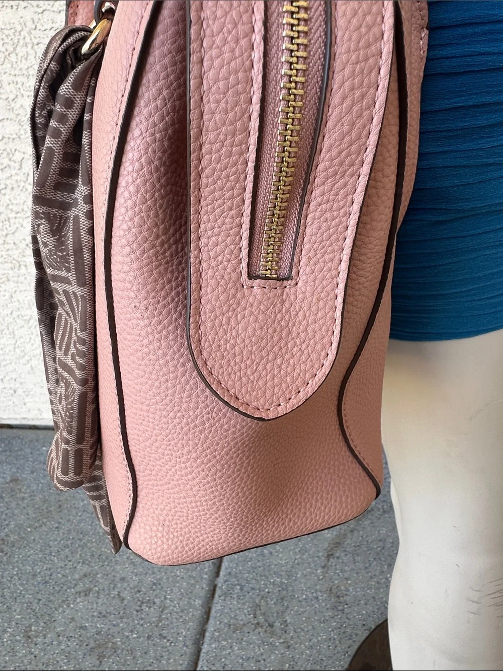 Ann Klein Blush Pink Vegan Leather Satchel/crossbody Bag